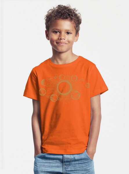 Peaces.bio - handbedruckte Biomode Bio-Kinder T-Shirt Sonnensystem von Peaces.bio - handbedruckte Biomode