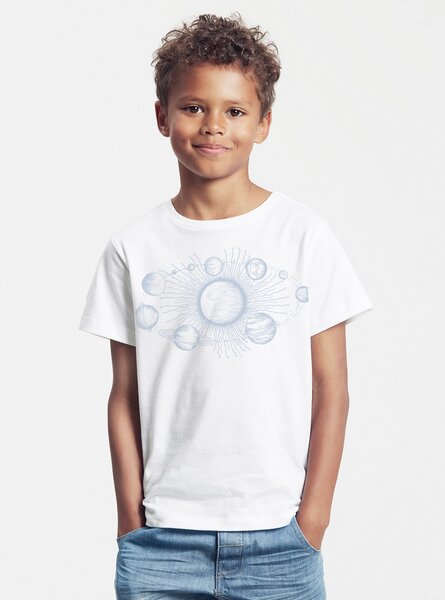 Peaces.bio - handbedruckte Biomode Bio-Kinder T-Shirt Sonnensystem von Peaces.bio - handbedruckte Biomode