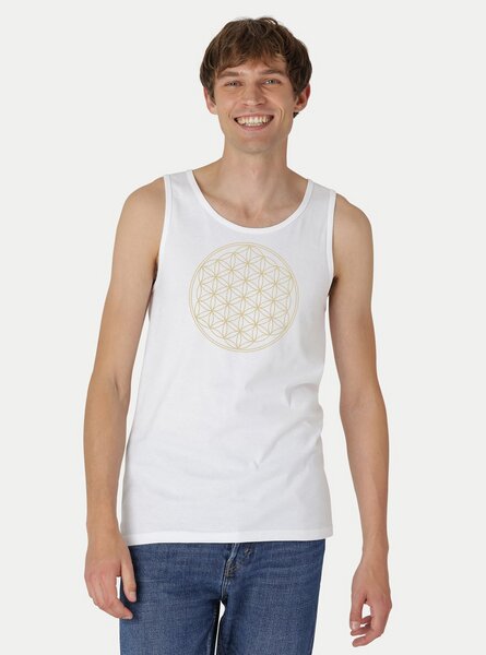 Peaces.bio - handbedruckte Biomode Bio Tank Top "Die Blume des Lebens" Herren von Peaces.bio - handbedruckte Biomode