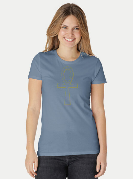 Peaces.bio - handbedruckte Biomode Damen Fit T-Shirt Ankh von Peaces.bio - handbedruckte Biomode