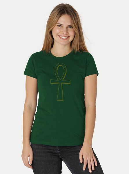 Peaces.bio - handbedruckte Biomode Damen Fit T-Shirt Ankh von Peaces.bio - handbedruckte Biomode