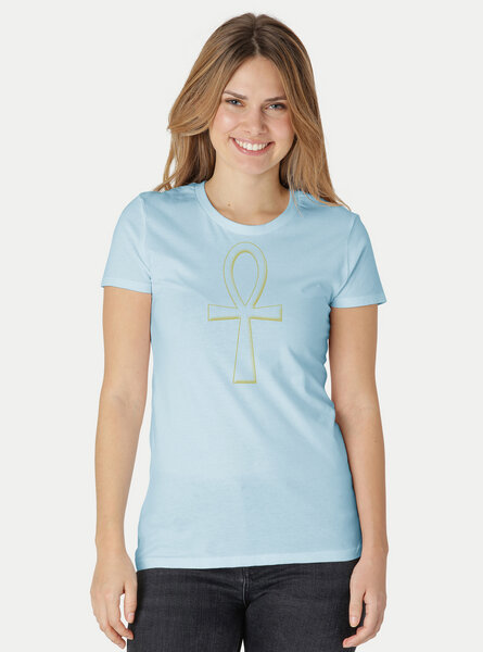 Peaces.bio - handbedruckte Biomode Damen Fit T-Shirt Ankh von Peaces.bio - handbedruckte Biomode