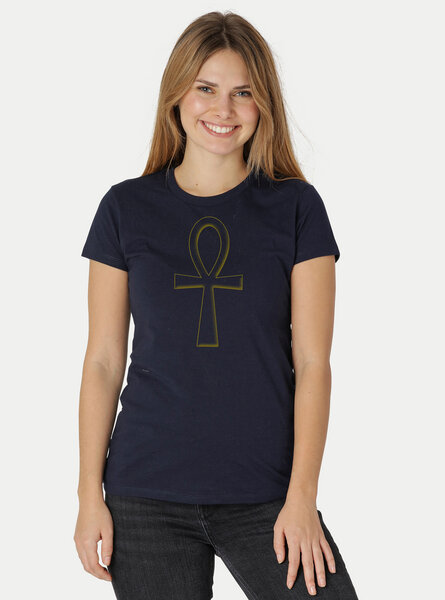 Peaces.bio - handbedruckte Biomode Damen Fit T-Shirt Ankh von Peaces.bio - handbedruckte Biomode