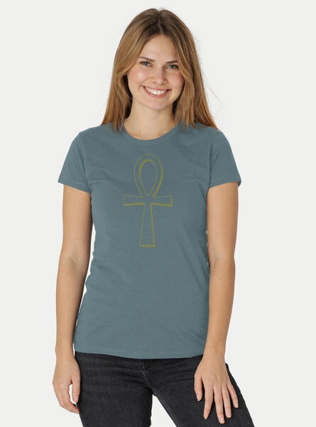 Peaces.bio - handbedruckte Biomode Damen Fit T-Shirt Ankh von Peaces.bio - handbedruckte Biomode