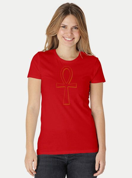 Peaces.bio - handbedruckte Biomode Damen Fit T-Shirt Ankh von Peaces.bio - handbedruckte Biomode
