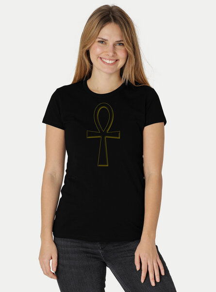 Peaces.bio - handbedruckte Biomode Damen Fit T-Shirt Ankh von Peaces.bio - handbedruckte Biomode