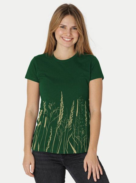 Peaces.bio - handbedruckte Biomode Damen Fit T-Shirt Gräservielfalt Peaces.bio - handbedruckte Biomode Damen Fit T-Shirt Gräservielfalt von Peaces.bio - handbedruckte Biomode
