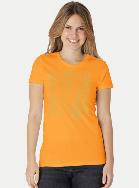 Peaces.bio - handbedruckte Biomode Damen Fit T-Shirt Sonnenscheibe Aton von Peaces.bio - handbedruckte Biomode