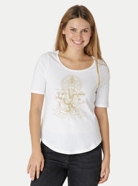 Peaces.bio - handbedruckte Biomode Damen Halbarm-Shirt Ganesha von Peaces.bio - handbedruckte Biomode