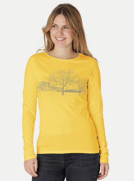 Peaces.bio - handbedruckte Biomode Damen Langarmshirt Landscape von Peaces.bio - handbedruckte Biomode