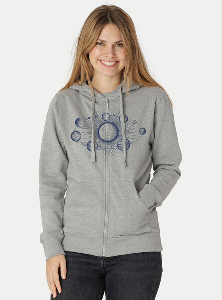 Peaces.bio - handbedruckte Biomode Damen Zip-Hoodie Sonnensystem von Peaces.bio - handbedruckte Biomode