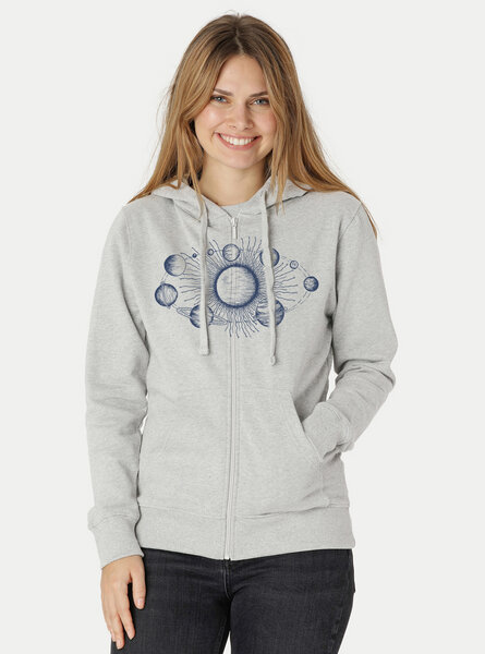 Peaces.bio - handbedruckte Biomode Damen Zip-Hoodie Sonnensystem von Peaces.bio - handbedruckte Biomode