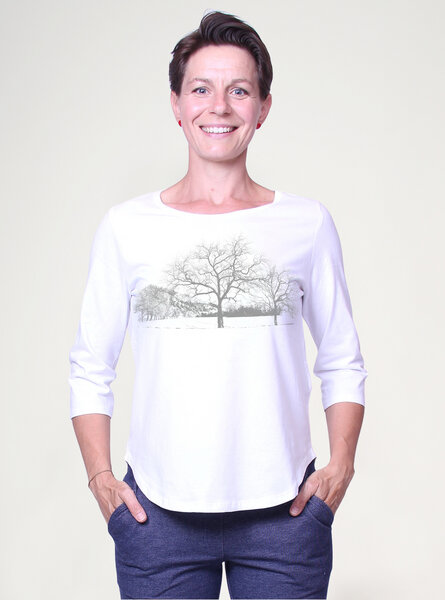 Peaces.bio - handbedruckte Biomode Dreiviertelarm-Shirt Landscape von Peaces.bio - handbedruckte Biomode