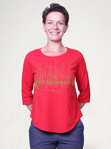 Peaces.bio - handbedruckte Biomode Dreiviertelarm-Shirt Woodland von Peaces.bio - handbedruckte Biomode