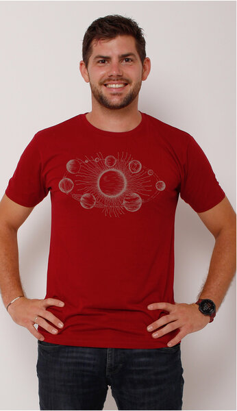 Peaces.bio - handbedruckte Biomode Ecovero®-Herren-T-Shirt Sonnensystem von Peaces.bio - handbedruckte Biomode