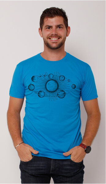 Peaces.bio - handbedruckte Biomode Ecovero®-Herren-T-Shirt Sonnensystem von Peaces.bio - handbedruckte Biomode