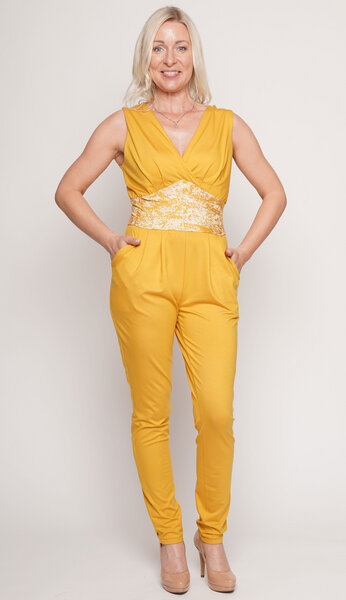 Peaces.bio - handbedruckte Biomode Edeljumpsuit Sunshine in Sonnengelb von Peaces.bio - handbedruckte Biomode