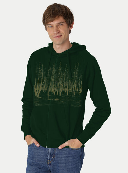 Peaces.bio - handbedruckte Biomode Herren Zip-Hoodie Woodland von Peaces.bio - handbedruckte Biomode