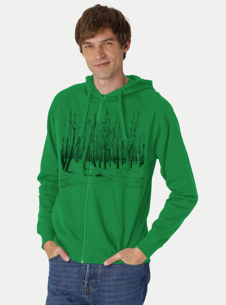 Peaces.bio - handbedruckte Biomode Herren Zip-Hoodie Woodland von Peaces.bio - handbedruckte Biomode