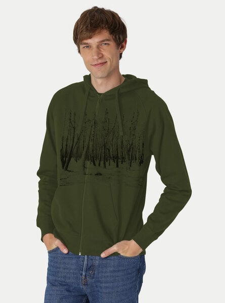 Peaces.bio - handbedruckte Biomode Herren Zip-Hoodie Woodland von Peaces.bio - handbedruckte Biomode