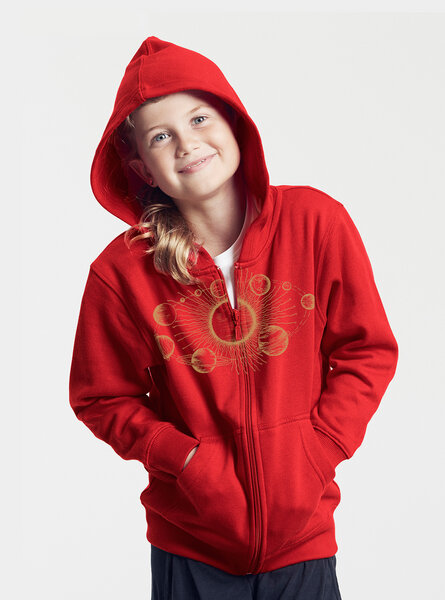 Peaces.bio - handbedruckte Biomode Kinder Zip-Hoodie Sonnensystem von Peaces.bio - handbedruckte Biomode