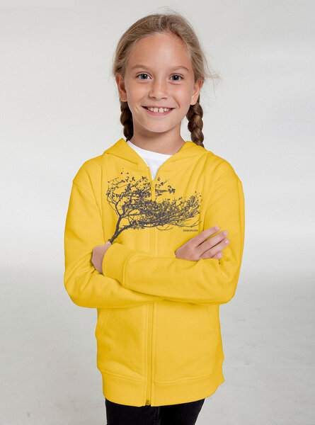 Peaces.bio - handbedruckte Biomode Kinder Zip-Hoodie Windy Tree von Peaces.bio - handbedruckte Biomode