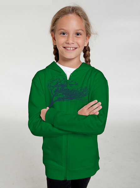 Peaces.bio - handbedruckte Biomode Kinder Zip-Hoodie Windy Tree von Peaces.bio - handbedruckte Biomode