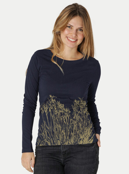 Peaces.bio - handbedruckte Biomode Langarmshirt Damen Mystic Iris von Peaces.bio - handbedruckte Biomode