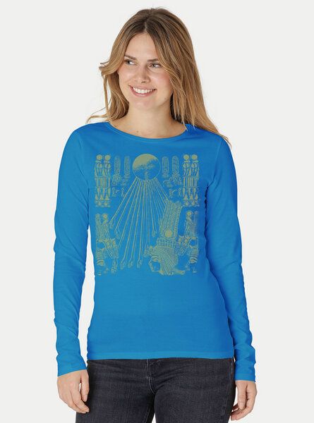 Peaces.bio - handbedruckte Biomode Langarmshirt Damen Sonnenscheibe Aton von Peaces.bio - handbedruckte Biomode