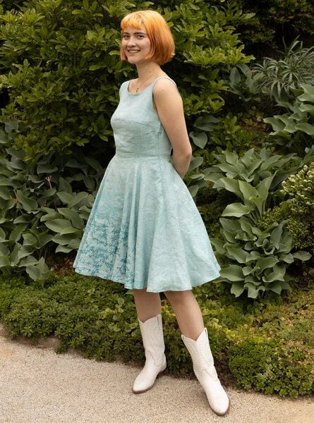 Peaces.bio - handbedruckte Biomode Sommer Tanzkleid - Bio-Leinen - Rankenzauber von Peaces.bio - handbedruckte Biomode