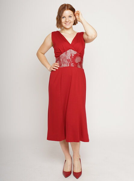 Peaces.bio - handbedruckte Biomode Sommerkleid Sunflowers in Rot von Peaces.bio - handbedruckte Biomode