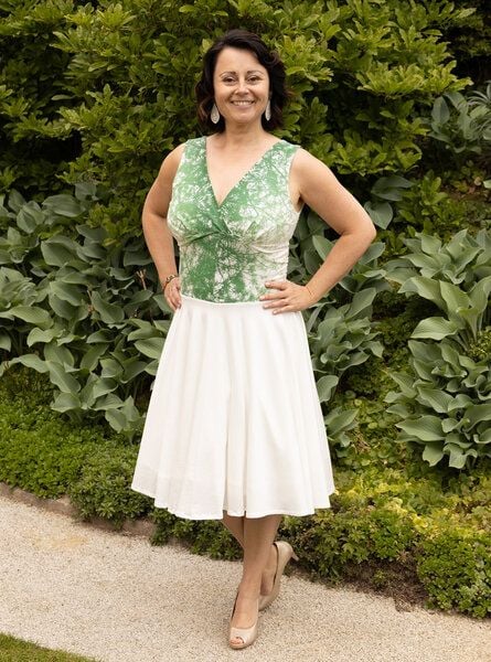 Peaces.bio - handbedruckte Biomode Tanzkleid Föhrenzauber in Weiß von Peaces.bio - handbedruckte Biomode