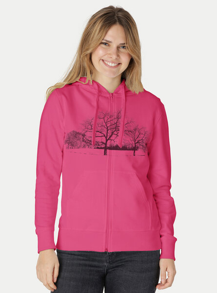 Peaces.bio - handbedruckte Biomode Zip-Hoodie Landscape Damen von Peaces.bio - handbedruckte Biomode