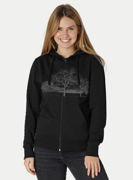 Peaces.bio - handbedruckte Biomode Zip-Hoodie Landscape Damen von Peaces.bio - handbedruckte Biomode