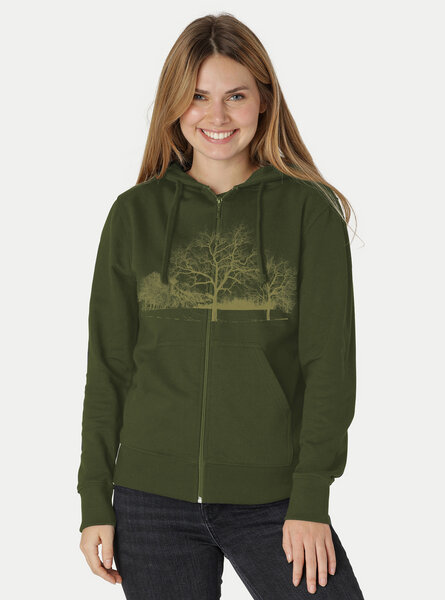 Peaces.bio - handbedruckte Biomode Zip-Hoodie Landscape Damen von Peaces.bio - handbedruckte Biomode