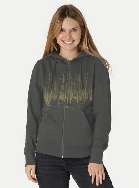 Peaces.bio - handbedruckte Biomode Zip-Hoodie Woodland Damen von Peaces.bio - handbedruckte Biomode