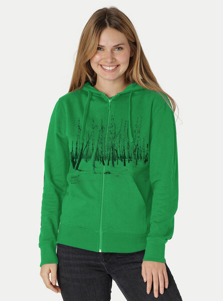 Peaces.bio - handbedruckte Biomode Zip-Hoodie Woodland Damen von Peaces.bio - handbedruckte Biomode