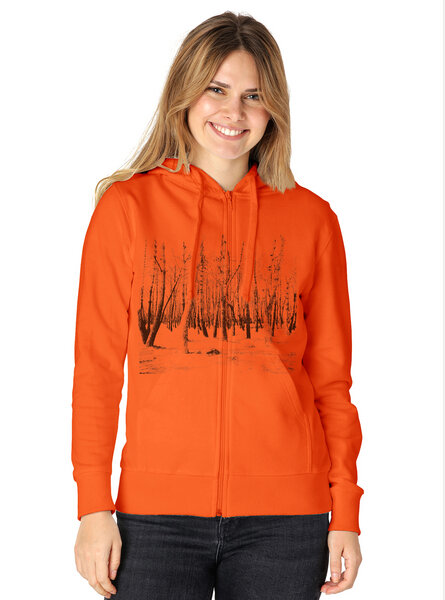 Peaces.bio - handbedruckte Biomode Zip-Hoodie Woodland Damen von Peaces.bio - handbedruckte Biomode