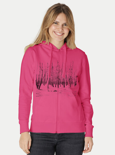 Peaces.bio - handbedruckte Biomode Zip-Hoodie Woodland Damen von Peaces.bio - handbedruckte Biomode