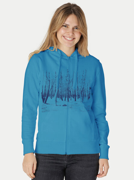 Peaces.bio - handbedruckte Biomode Zip-Hoodie Woodland Damen von Peaces.bio - handbedruckte Biomode