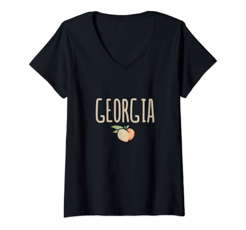 Damen Georgia Shirt Peach T-Shirt für ein georgisches süßes T-Shirt T-Shirt mit V-Ausschnitt Damen Georgia Shirt Peach T-Shirt für ein georgisches süßes T-Shirt T-Shirt mit V-Ausschnitt von Peachy Georgian