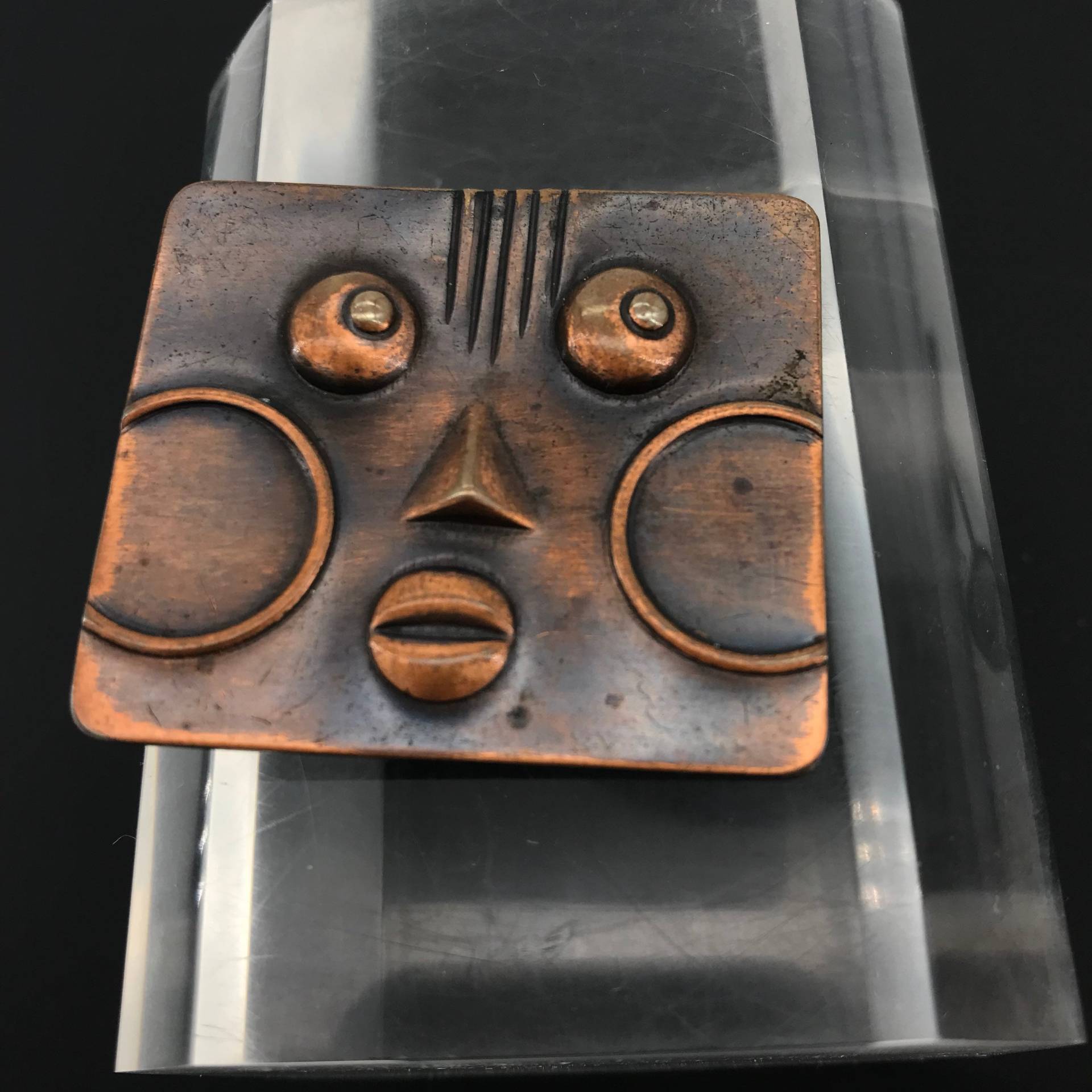 1940Er Rebajes Kupfer Ubangi Gesicht Pin Clip Art Deco Unsigniert von PeachyGlitters