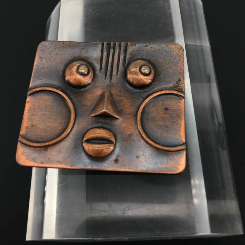 1940Er Rebajes Kupfer Ubangi Gesicht Pin Clip Art Deco Unsigniert von PeachyGlitters