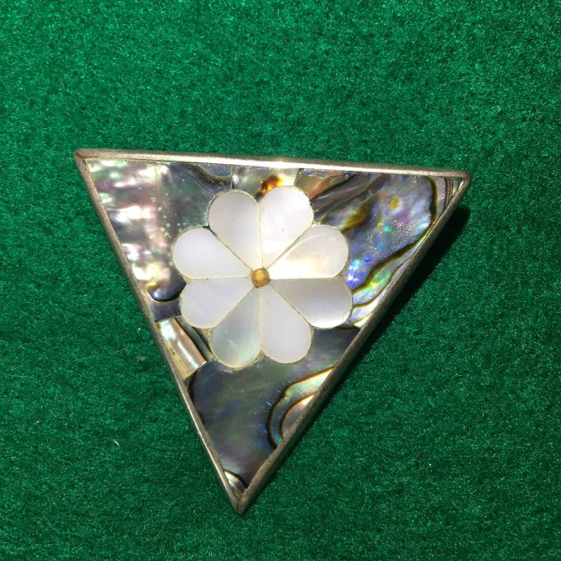 Vintage Brosche Anhänger Perlmutt Inlays von PeacockBySandy