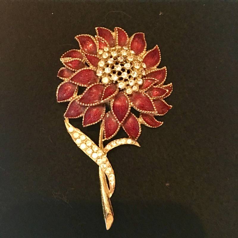 Vintage Brosche Blume L.i.p. Limitiert Strass Emailliert von PeacockBySandy
