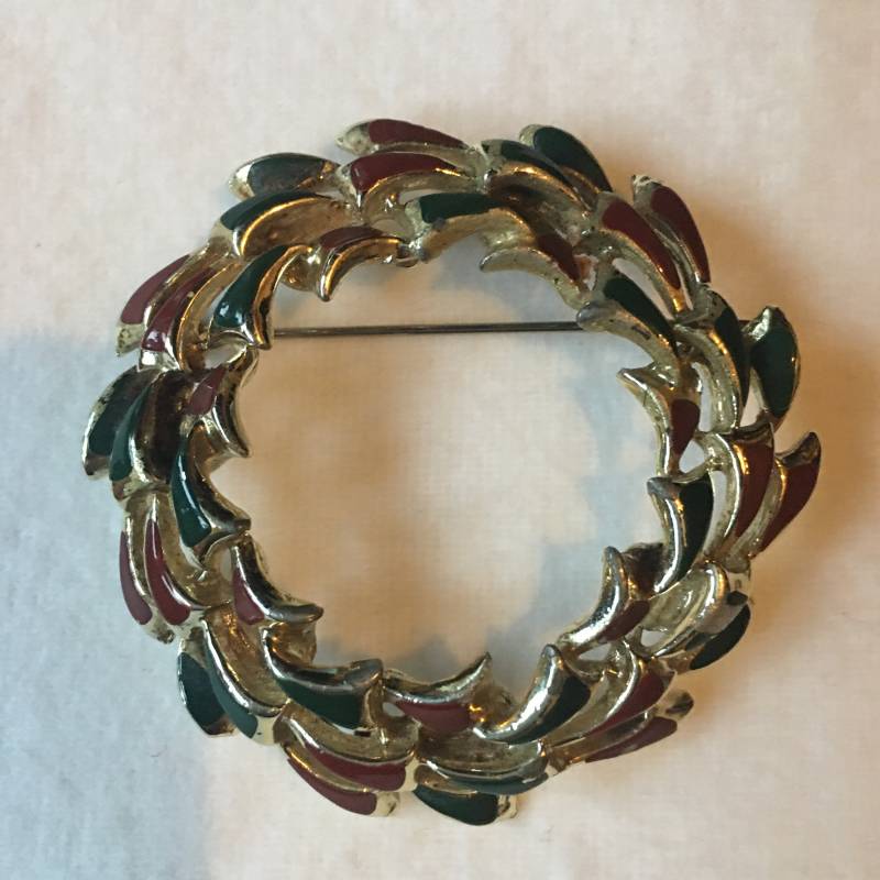 Vintage Brosche Kranzbrosche Emailliert von PeacockBySandy