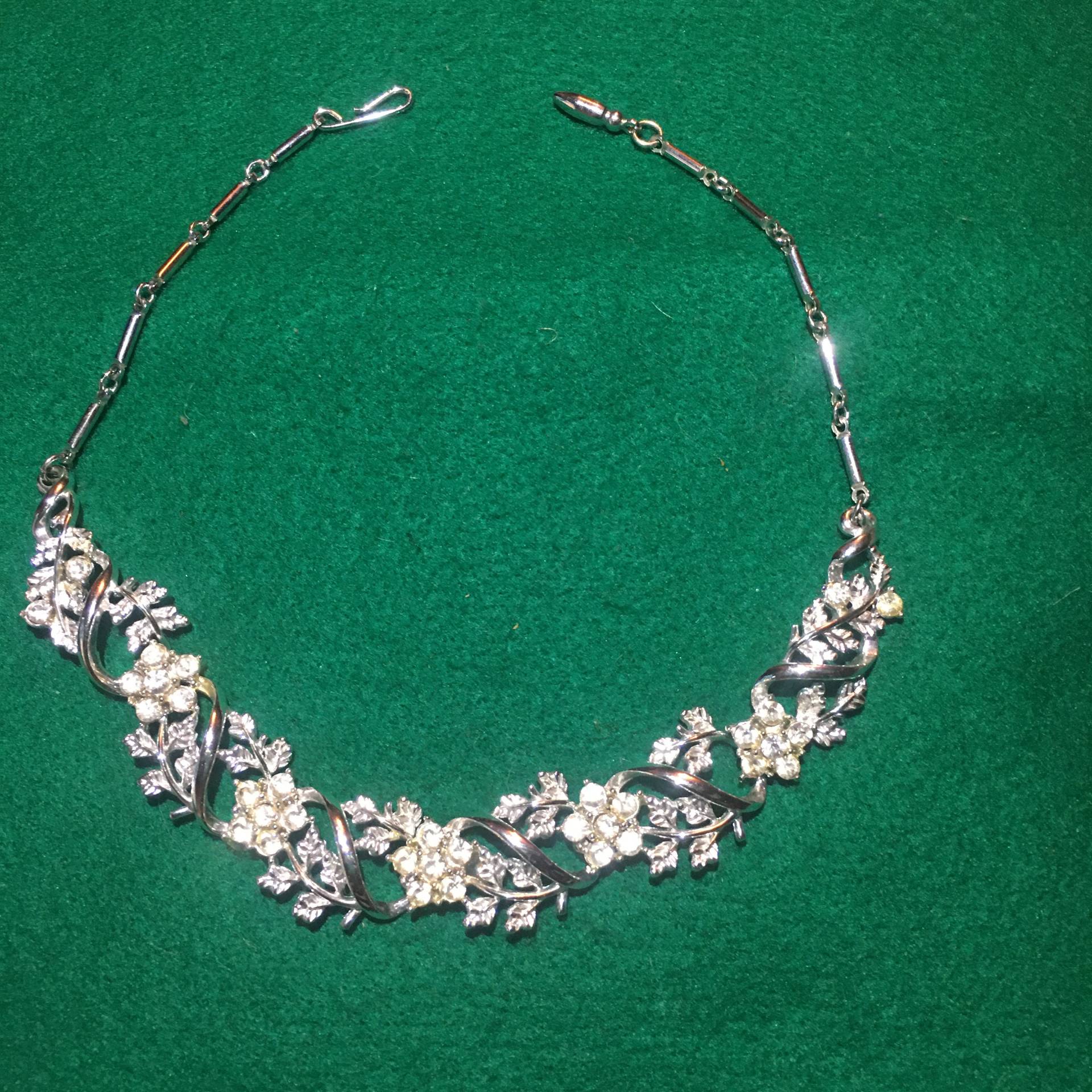 Vintage Colier Halskette Floral Strass von PeacockBySandy