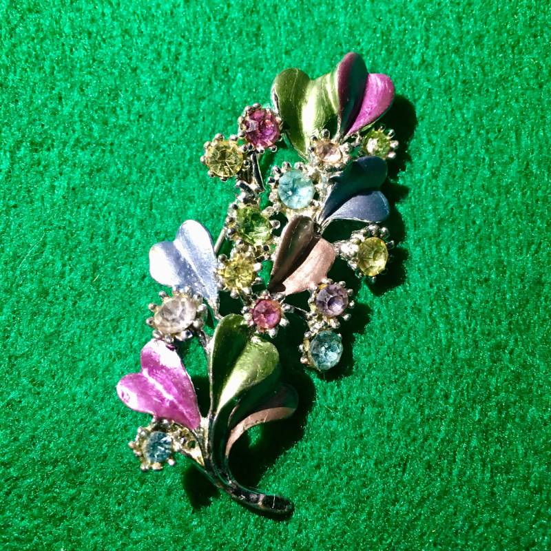 Vintage Designer Brosche "Hollywood" Emailliert Strass von PeacockBySandy