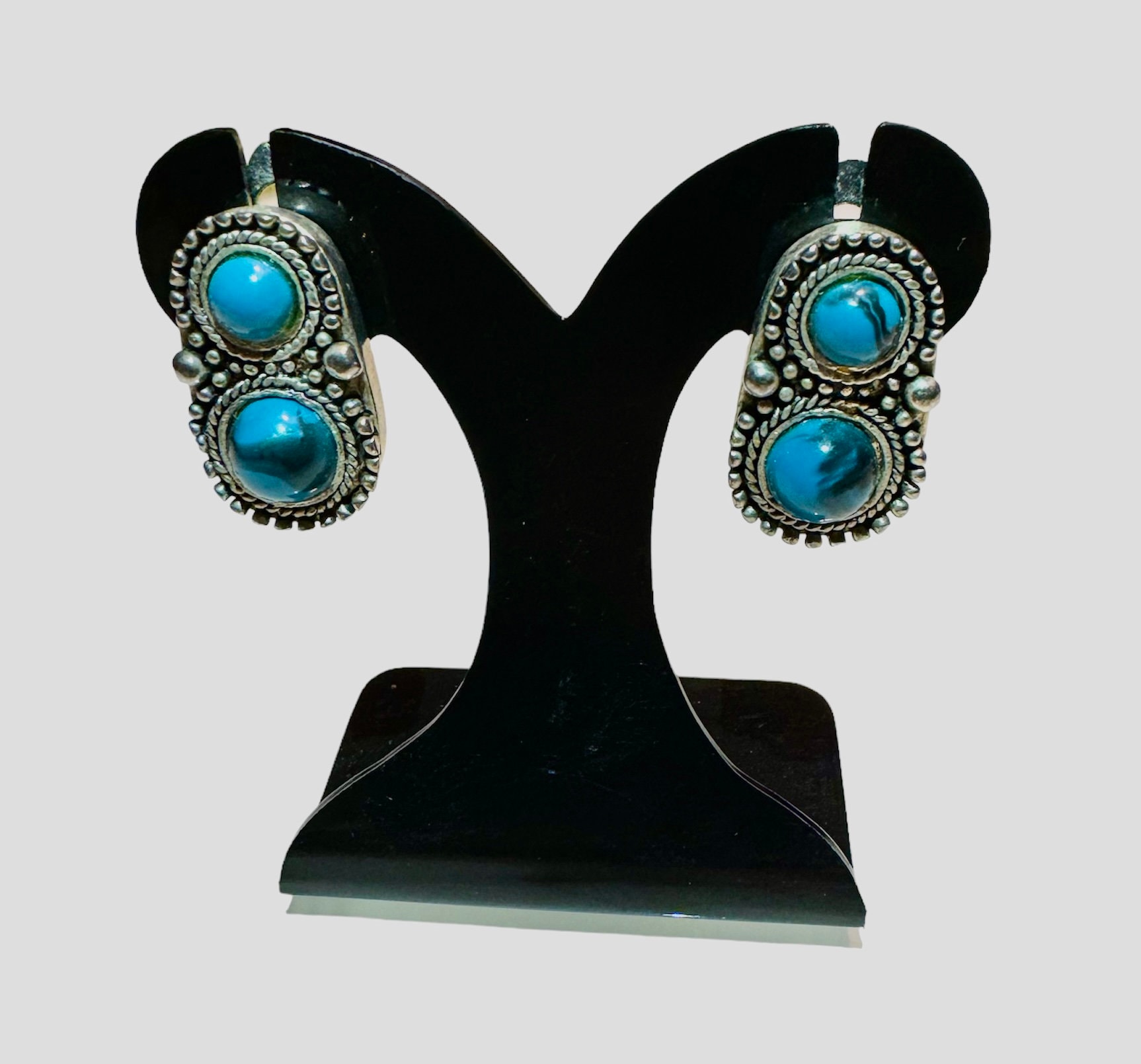 Vintage Ohrclips Kunsttürkis Boho von PeacockBySandy