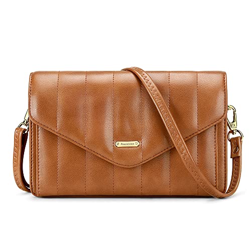 Peacocktion Damen Umhängetasche, Kleine Crossbody Taschen Geldbörse Handtasche Schultertasche Reisepass Handytasche Geldbeutel mit RFID Kartenfächer, 05-Braun von Peacocktion